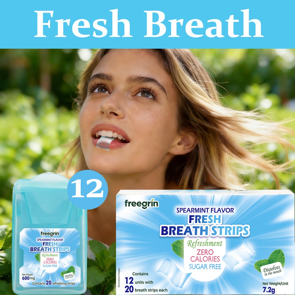 Teeth Whitening Street - FREEGRIN Spearmint Flavored Fresh Breath Strips