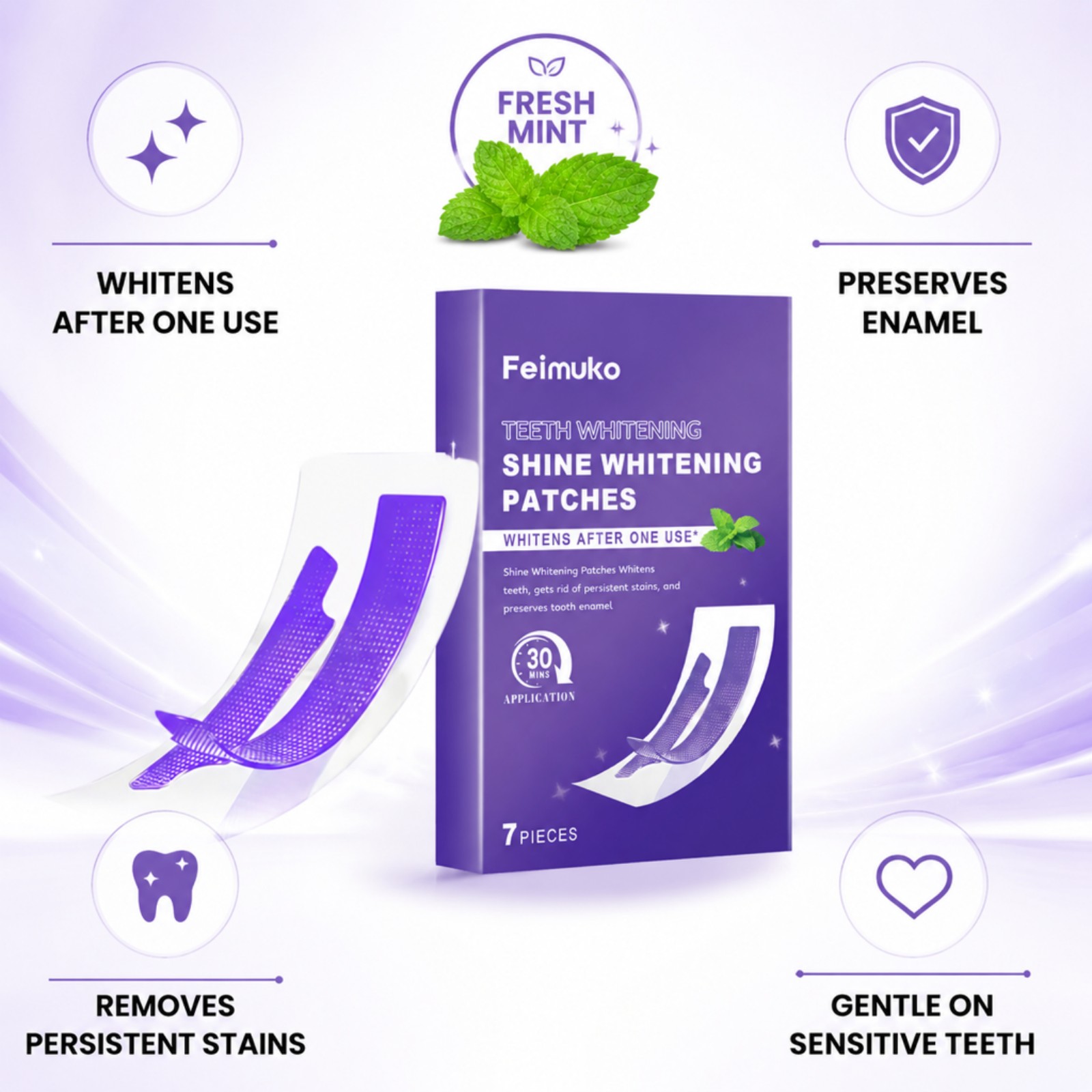 7/14/21/28 PCS Purple Teeth Wh - Whitening Strip 3D 评论和价格